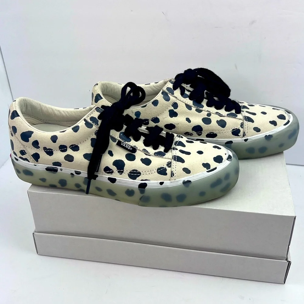 VANS OLD SKOOL NS VLT LX DALMATION, UPPER LEATHER, CRAM & BLACK, M 7.5, W 8.5
